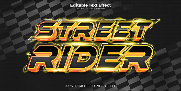 Vector efecto de texto editable de street rider en estilo de tendencia moderna