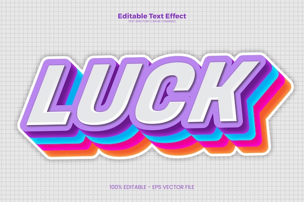 Efecto de texto editable de suerte en el estilo de la tendencia moderna