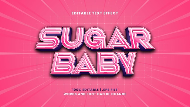 Efecto de texto editable Sugar Baby en estilo moderno 3d