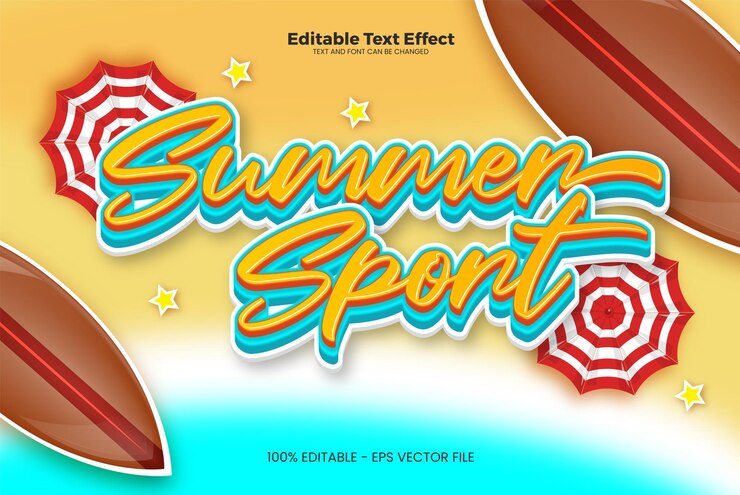 Vector efecto de texto editable summer sport en estilo de tendencia moderna