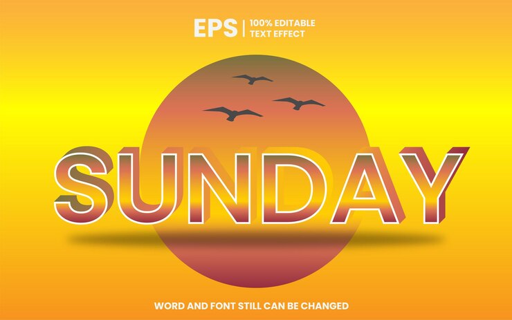 Vector efecto de texto editable de sunday sunset