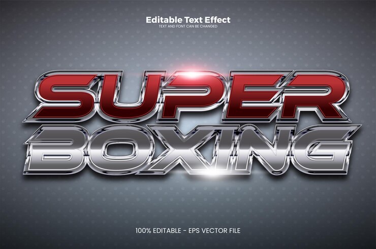 Vector efecto de texto editable super boxing tournament en estilo de tendencia moderna