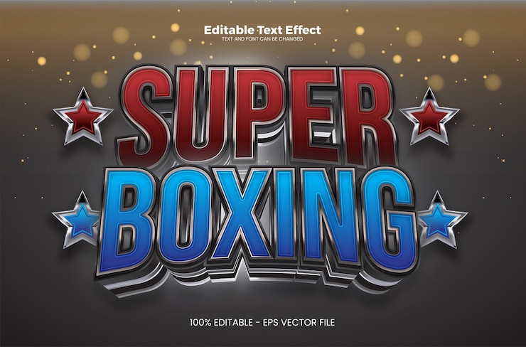 Vector efecto de texto editable super boxing tournament en estilo de tendencia moderna