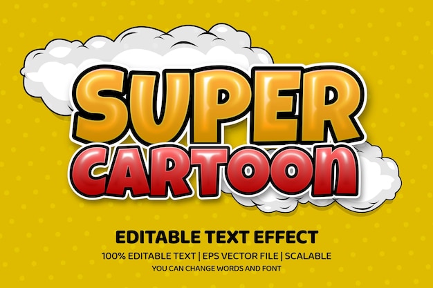 efecto de texto editable de súper dibujos animados