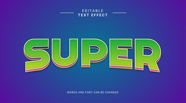 Efecto de texto editable super negrita con fondo azul degradado verde