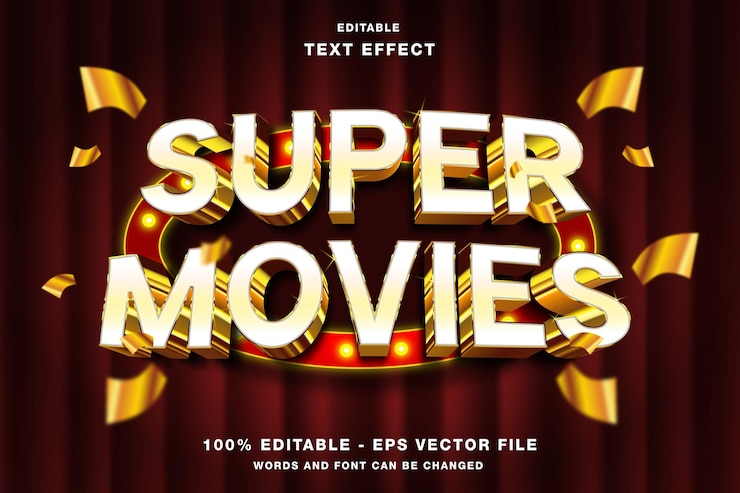 Vector efecto de texto editable para súper películas