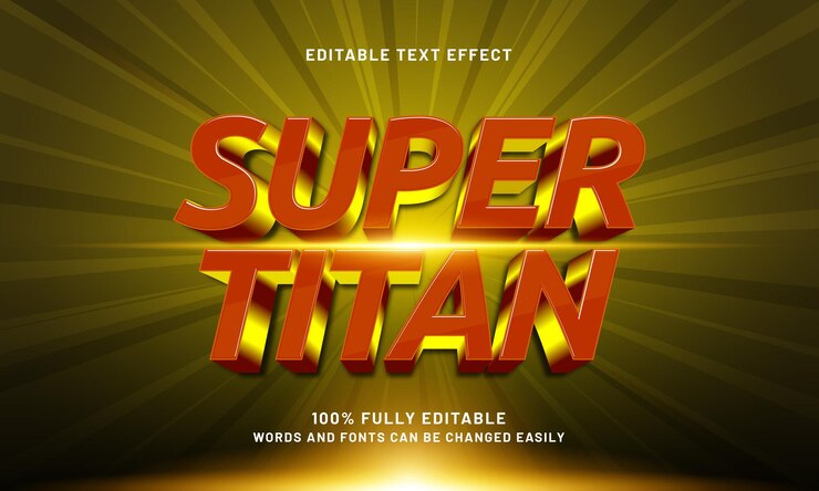 Vector efecto de texto editable super titan con un héroe y un estilo de texto super