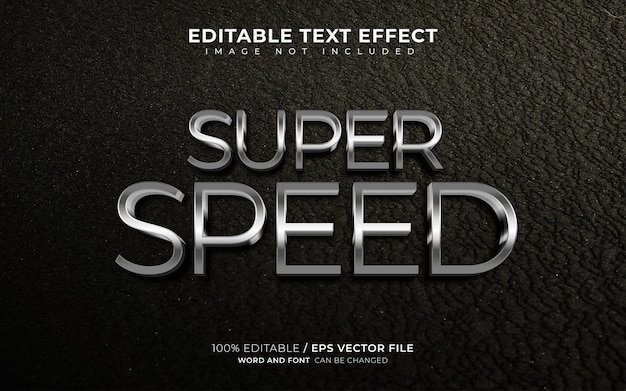 Efecto de texto editable Súper velocidad 3D Estilo de fuente metálico y brillante