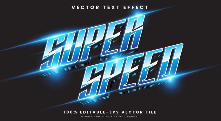 Vector efecto de texto editable de súper velocidad plantilla con estilo de texto sport y champion