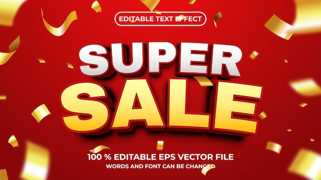 Efecto de texto editable super venta estilo 3d