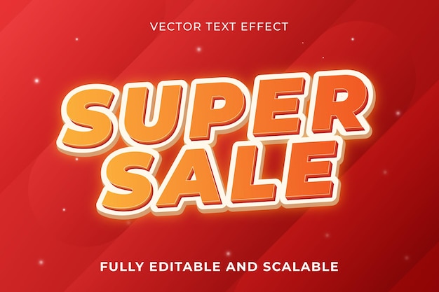 Efecto de texto editable super venta estilo de texto rojo Vector