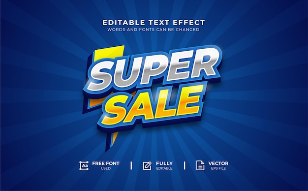 Efecto de texto editable de súper venta