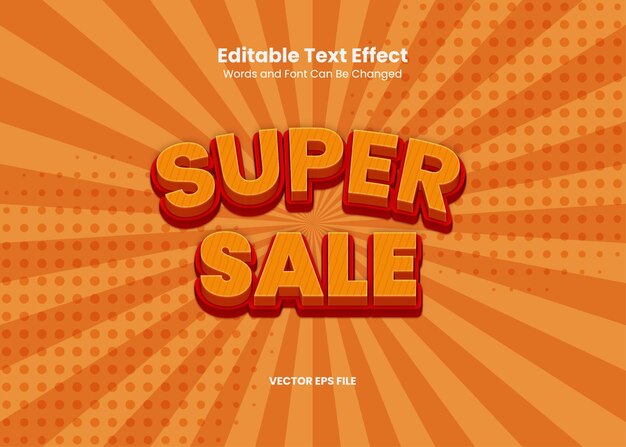 Efecto de texto editable de súper venta