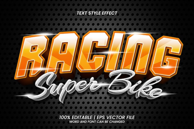 Efecto de texto editable para superbicicletas de carreras