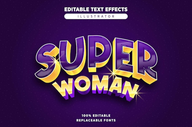 Efecto de texto editable de superwoman