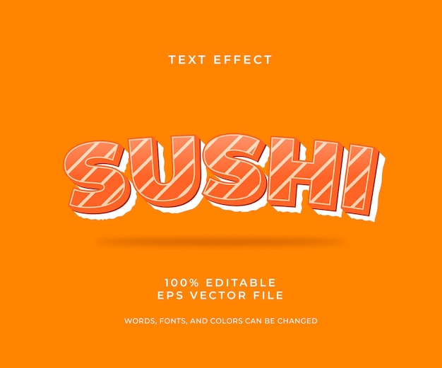 Vector efecto de texto editable de sushi