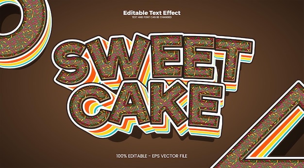 Efecto de texto editable sweet cake en estilo de tendencia moderna