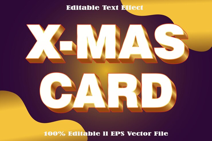 Vector efecto de texto editable de la tarjeta xmas.