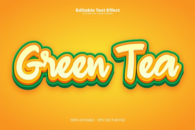 Efecto de texto editable de té verde en estilo de tendencia moderna