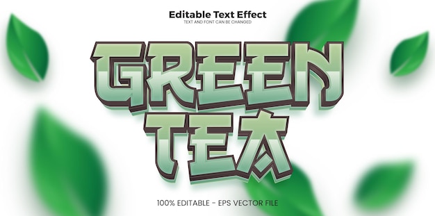 Vector efecto de texto editable de té verde en el estilo de la tendencia moderna