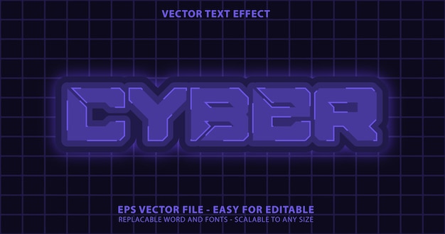 Vector efecto de texto editable de tecnología cibernética