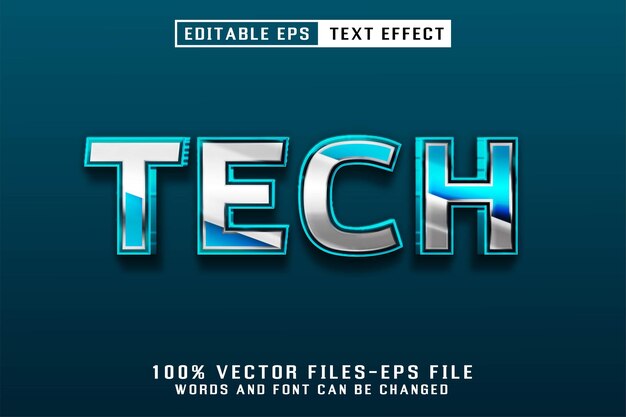 Vector efecto de texto editable de tecnología