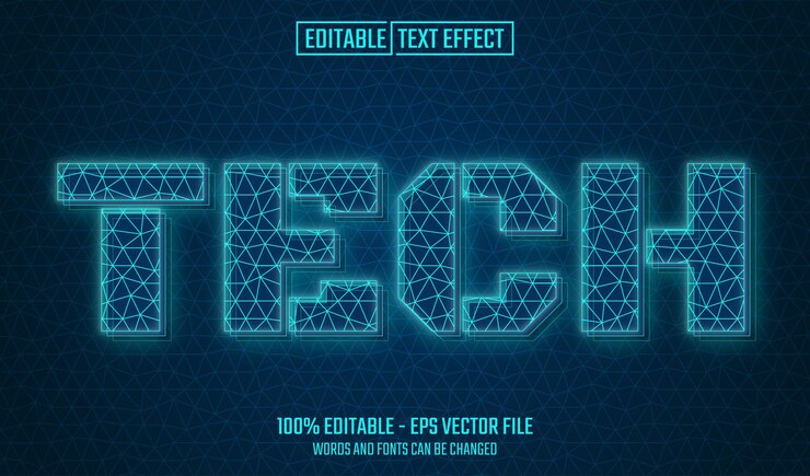 Vector efecto de texto editable tecnológico