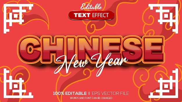efecto de texto editable tema del Año Nuevo chino