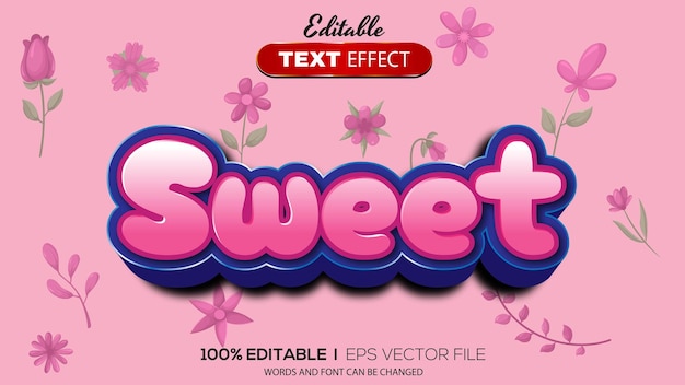 efecto de texto editable tema dulce