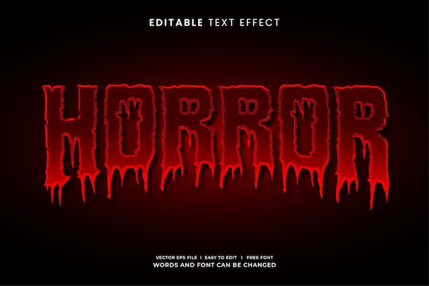 Vector efecto de texto editable de terror rojo