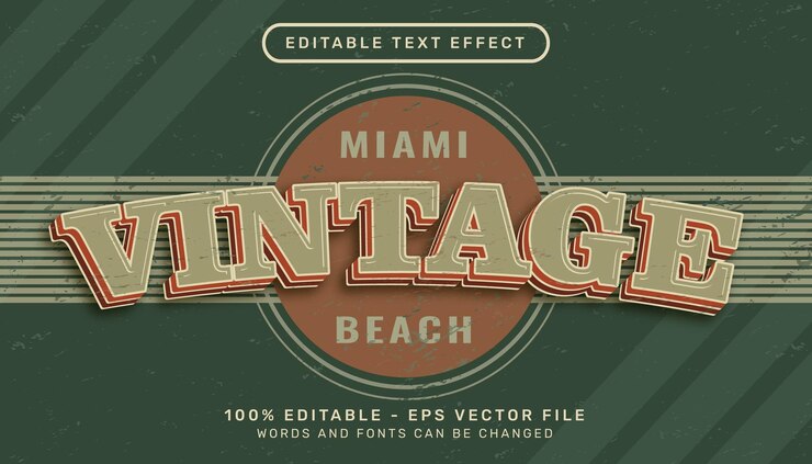 Vector efecto de texto editable de texto 3d de color retro vintage