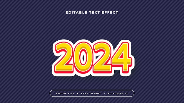 Efecto de texto editable Texto amarillo 2024 con fondo azul oscuro