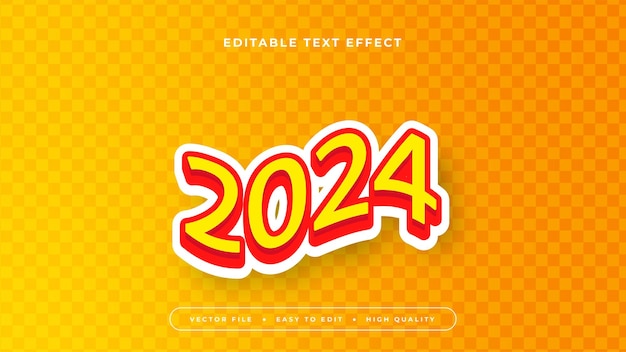 Efecto de texto editable Texto amarillo 2024 con fondo de puntos