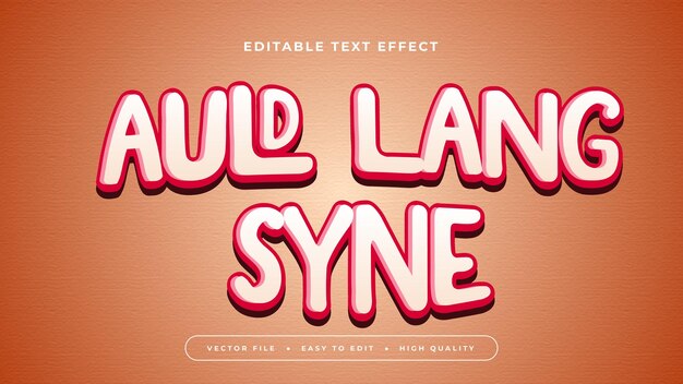 Efecto de texto editable Texto auld lang syne blanco en fondo de gradiente