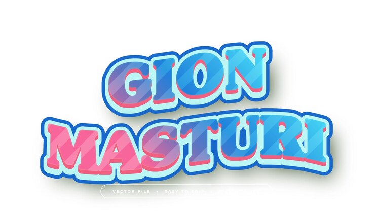 Vector efecto de texto editable texto azul en gradiente sobre fondo blanco