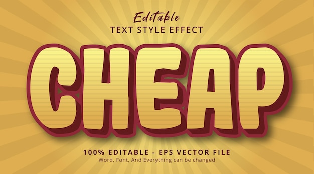 Efecto de texto editable, texto barato en efecto de estilo de combinación de color amarillo