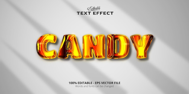 Efecto de texto editable, texto de caramelo de estilo dorado