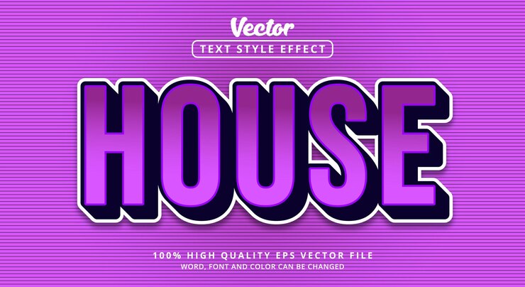 Vector efecto de texto editable, texto de la casa con estilo de color moderno