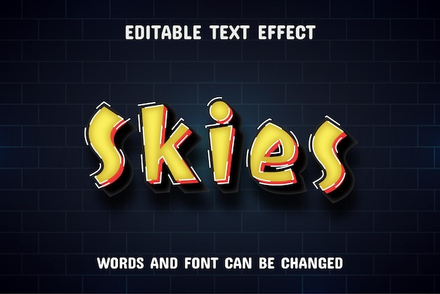 Efecto de texto editable de texto de cielos