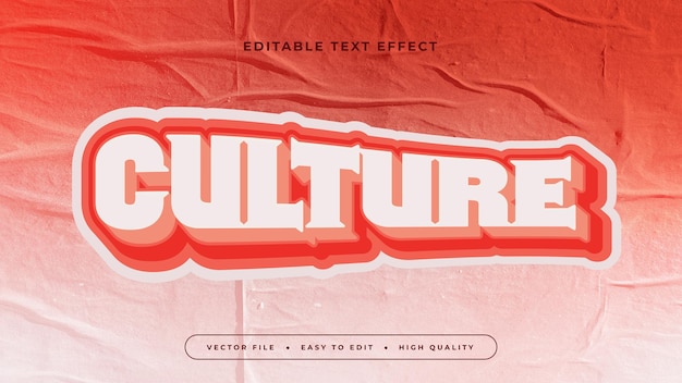 Efecto de texto editable Texto de cultura blanca en fondo de degradado rojo