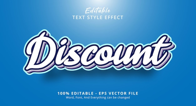 Efecto de texto editable Texto de descuento en la popular combinación de colores azul