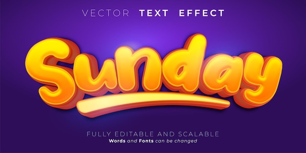 Efecto de texto editable texto de domingo concepto de estilo 3d