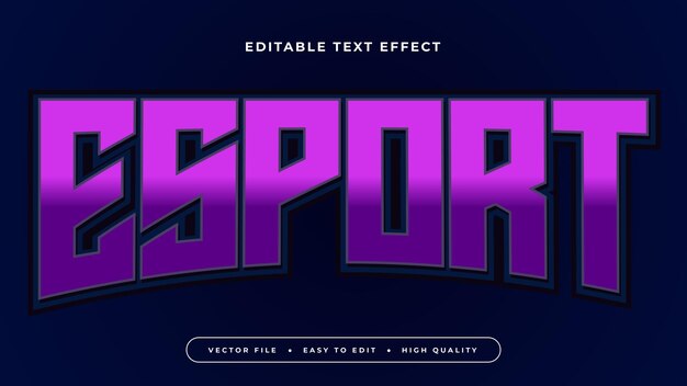 Efecto de texto editable Texto de esport púrpura sobre fondo azul oscuro