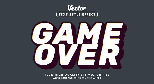 Efecto de texto editable, texto de game over con estilo de color moderno