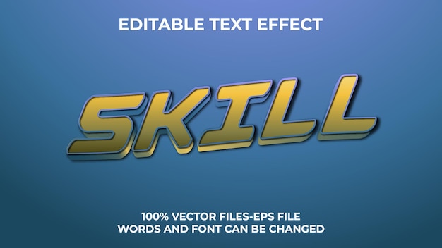 Efecto de texto editable Texto de HABILIDAD, estilo de fuente minimalista y creativo en 3d