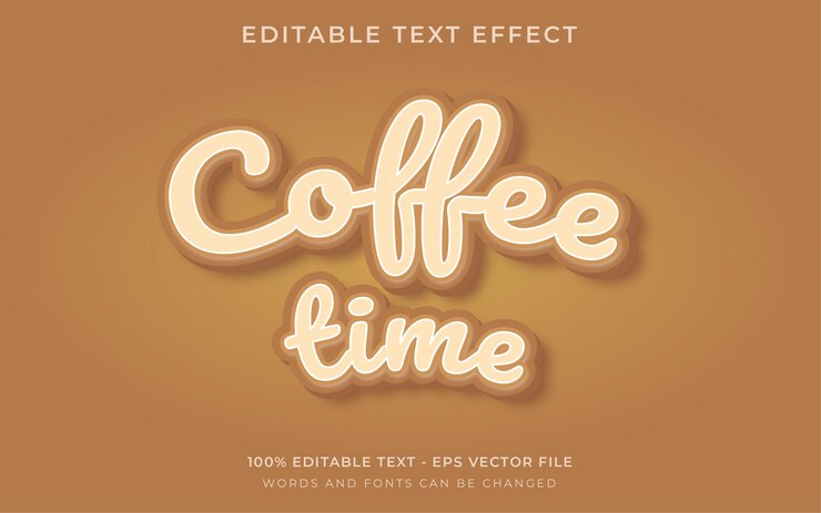 Vector efecto de texto editable con texto de hora de café.