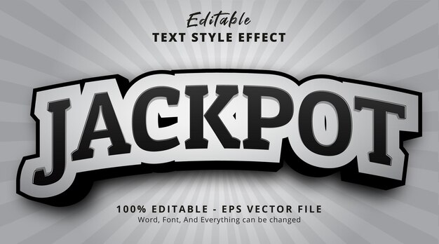 Efecto de texto editable, texto de Jackpot en efecto de estilo de color plateado y negro