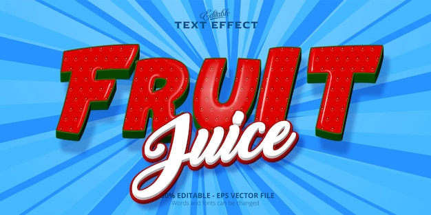 Efecto de texto editable Texto de jugo de fruta