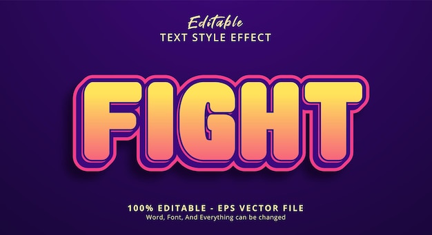 Efecto de texto editable, texto de lucha en efecto de estilo de color cómico