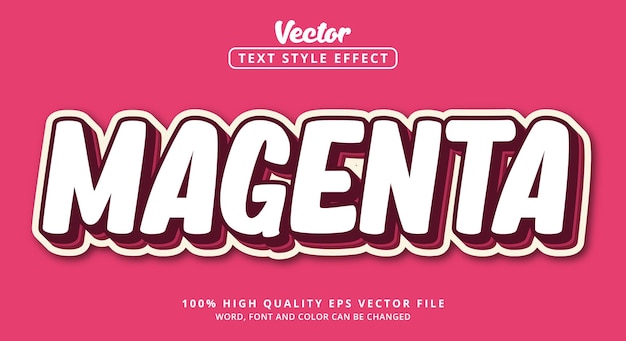 Vector efecto de texto editable texto magenta con estilo de color vintage y color magenta en capas moderno